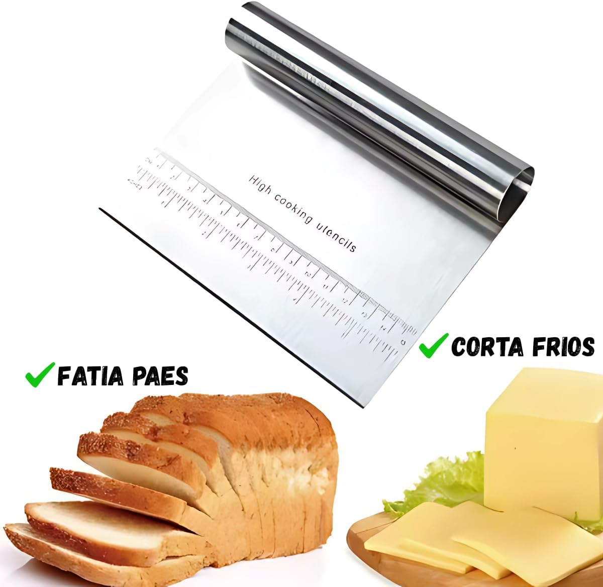 Espátula Multiuso Inox Premium com Régua de Medição 15cm Prática para Confeitar Cortar Raspar Organizar Dividir Alimentos Massas Legumes Bolos Pães Ideal para Cozinha de Fácil Manuseio Espátula Multiuso Inox Premium com Régua de Medição 15cm Prática para Confeitar Cortar Raspar Organizar Dividir Alimentos Massas Legumes Bolos Pães Ideal para Cozinha de Fácil Manuseio