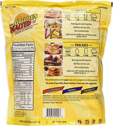Carbon's Golden Malted Pancake & Waffle Flour Mix, Original, 32-Ounces