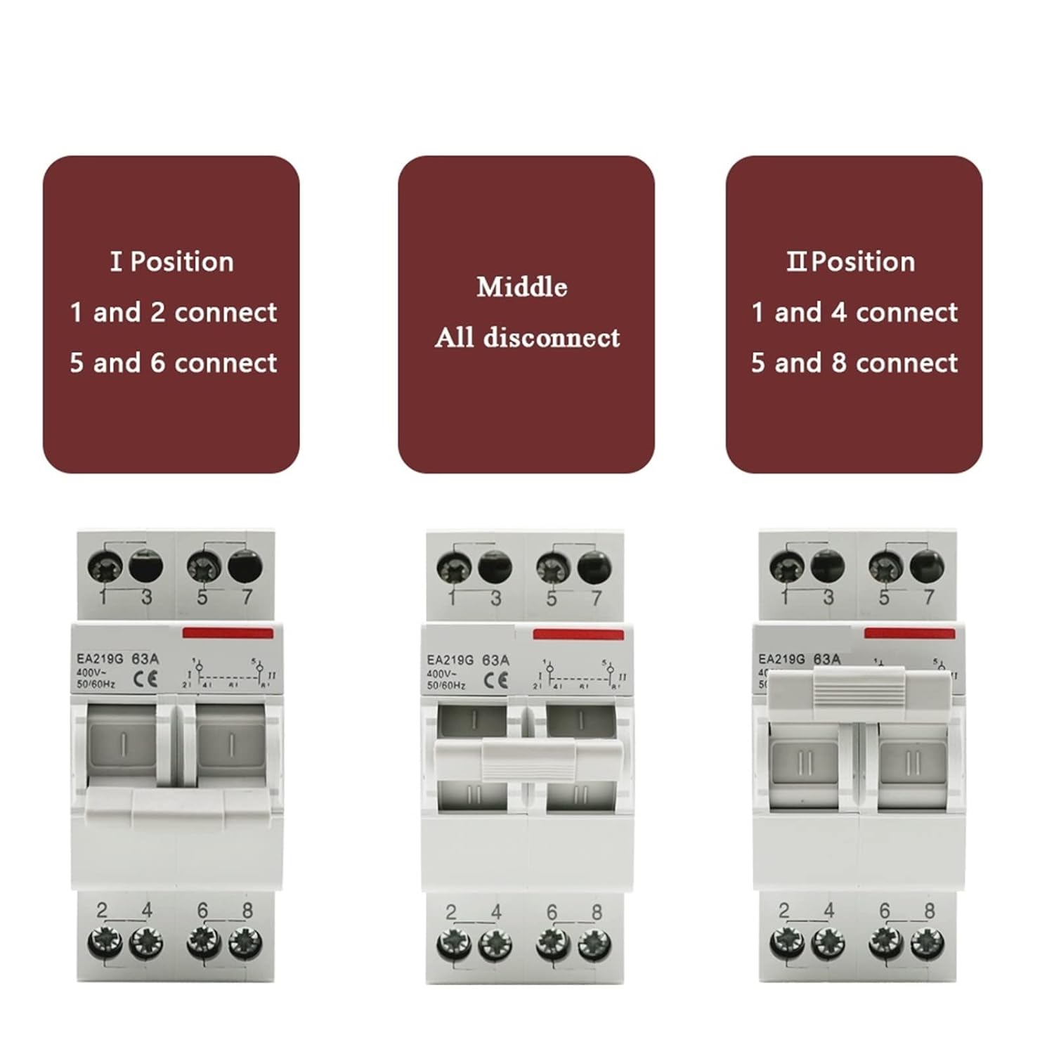 2P 40A 63A MTS Dual Power Manual Transfer Interlock Circuit Breaker Din Rail Isolating Discounnecting Switch 1Pcs (Size : 40A)