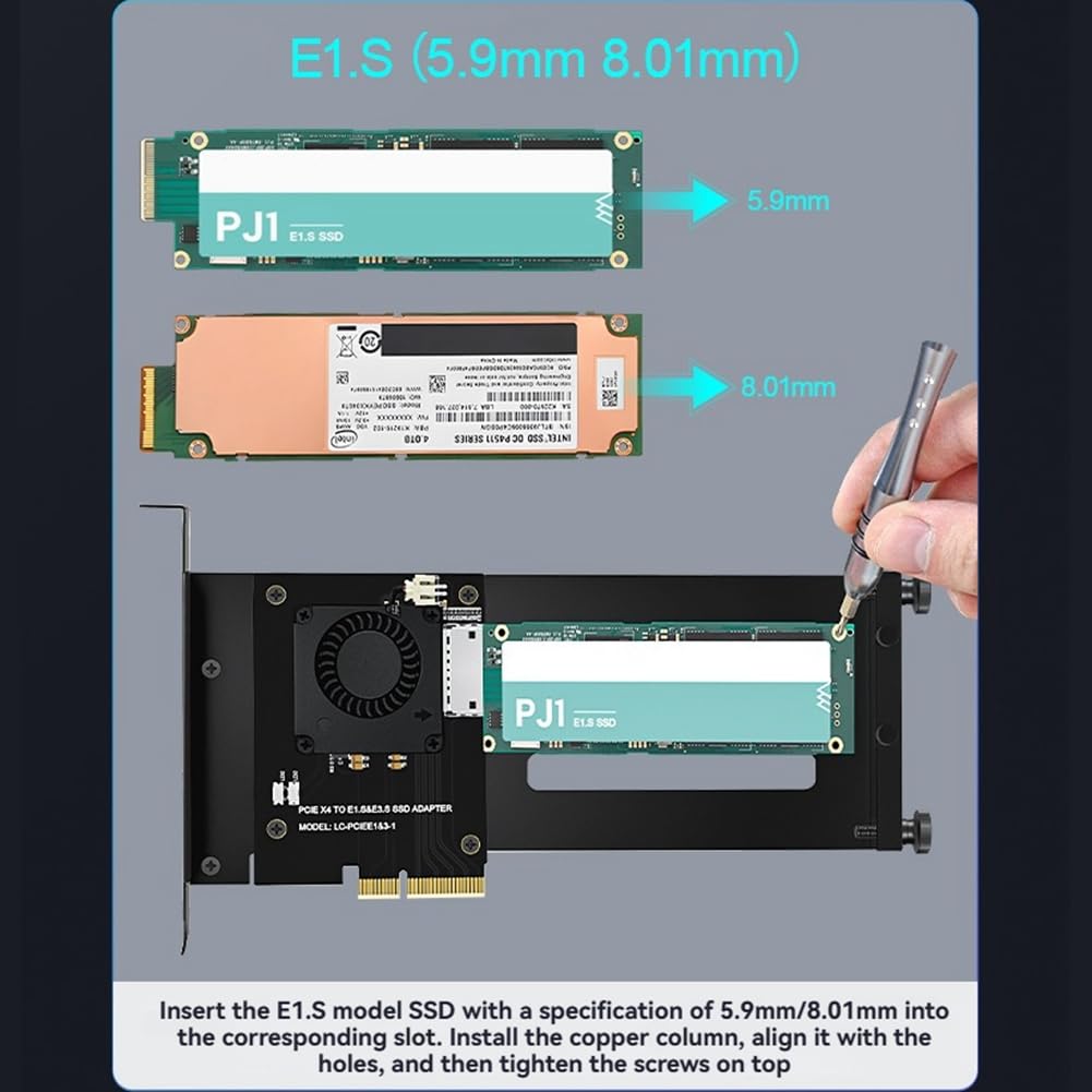PCIe 5.0 Gen5 X4 do EDSFF E1. S/E3. S Karta adaptera SSD do PCI-E 5.0 4X U. 2/U. 3 Kompatybilność z uchwytem montażowym