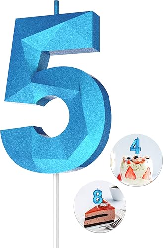 Miniatura 69 de Velas de cumpleaños con número (4 velas rojas) 3D con forma de diamante número Happy Birthday Cake Velas para fiesta de cumpleaños, boda, decoración