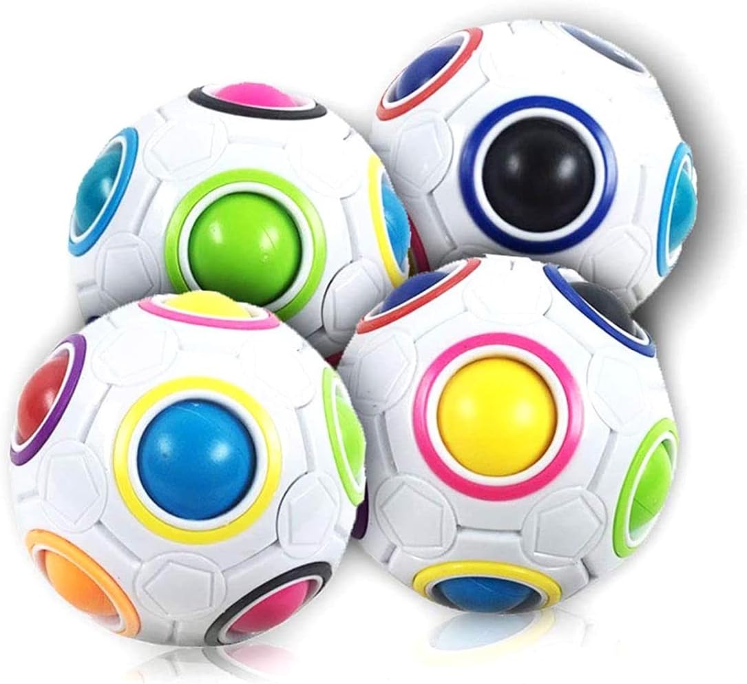 CZC GIFT 4 Pack Magic Rainbow Ball Puzzle Speed Cube Ball Toy Brain Teaser with 11 Rainbow Colors