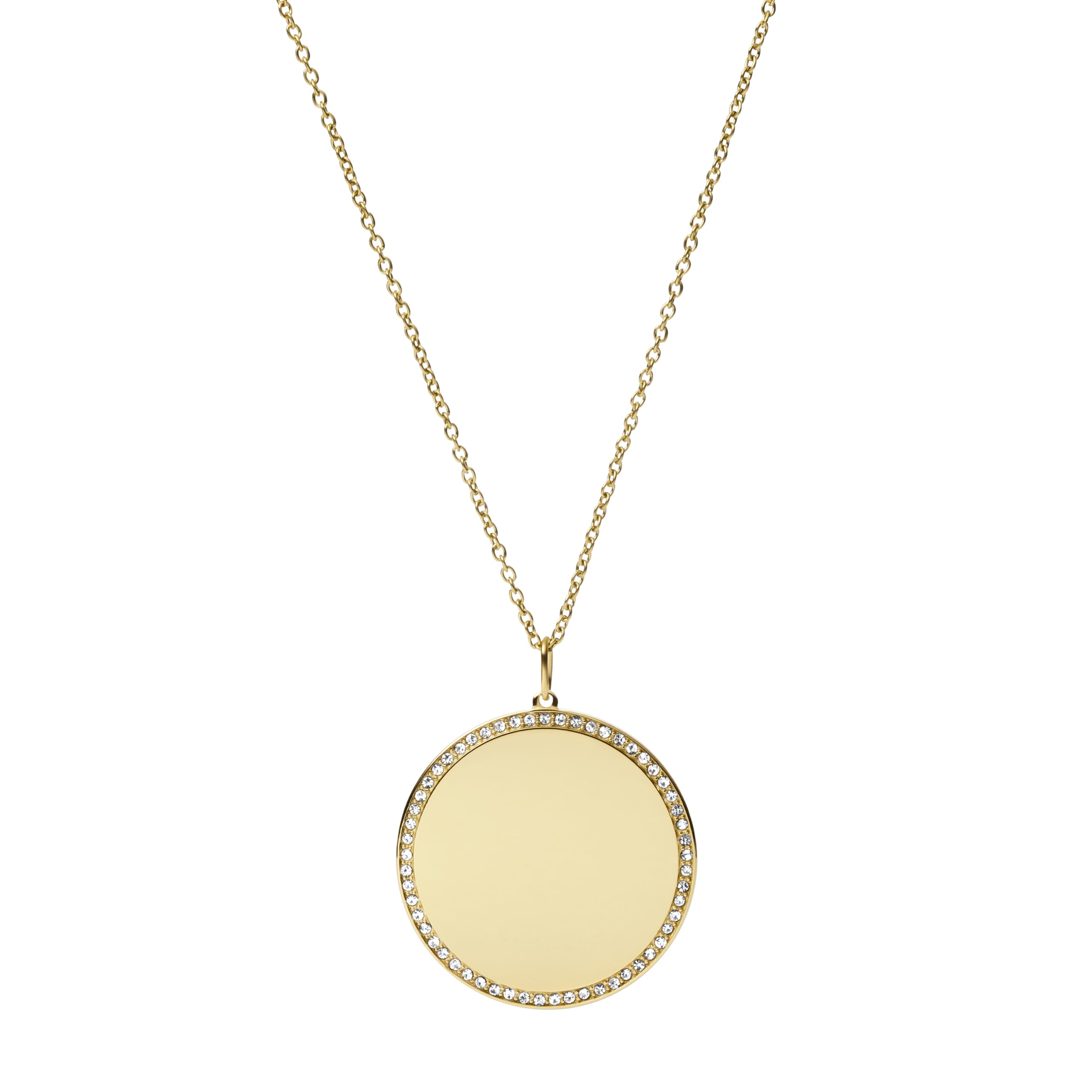 Fossil Women's gold tone Stainless Steel with lobster clasp closure Round pendant necklace