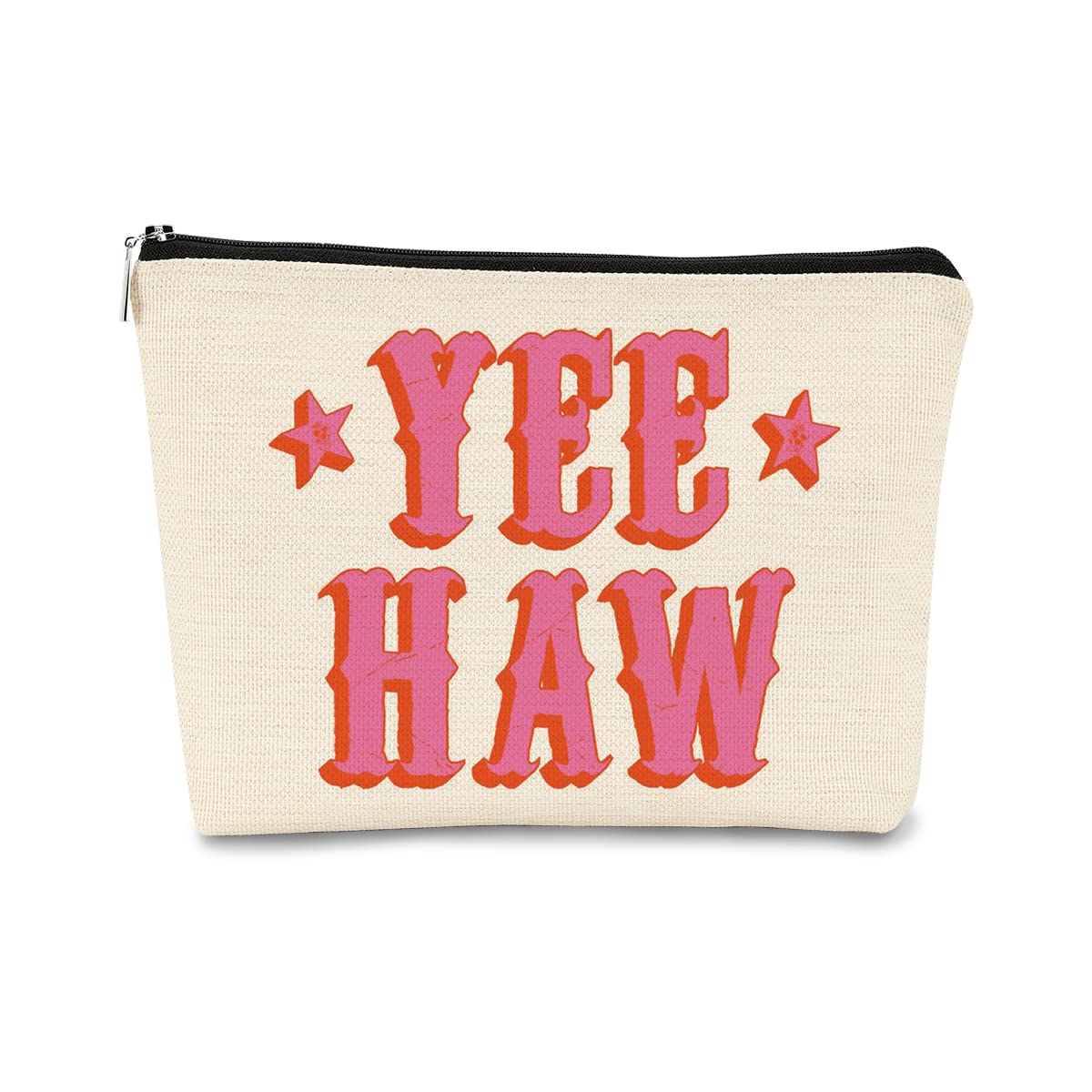 Western Cowgirl Yee Haw Hot Pink Preppy Makeup Bag, Cosmetic Bag Gift for Teen Girls,Birthday Christmas Graduation Gifts for Teen Girls Teenage Girls Sister Daughter Friends