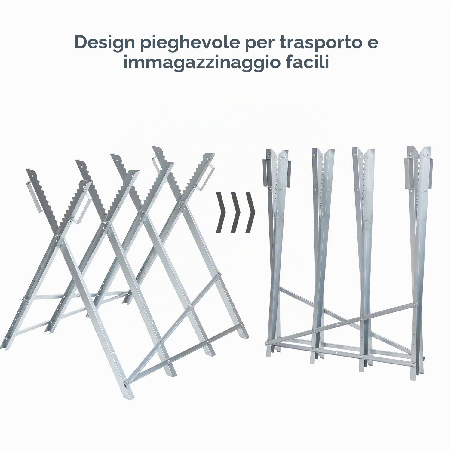 Cavalletto pieghevole per sega, portata 150 kg, in metallo zincato, per seghe per legno, legna da ardere, cavalletto per motosega, 81 x 80 x 80 cm