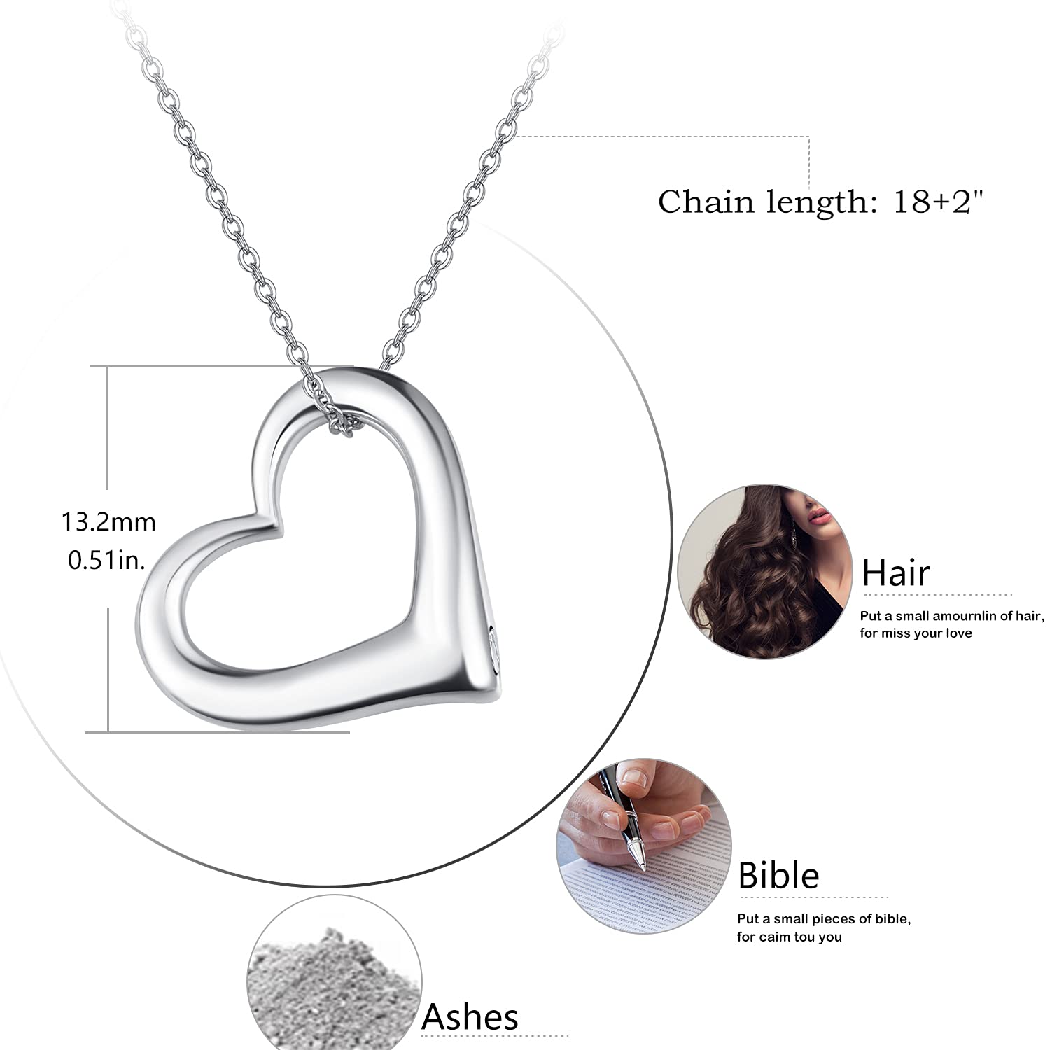 TANGPOET Collar de urna para cenizas 925, joyería conmemorativa de cremación para cenizas, collar con colgante para mamá, papá, mujeres, hombres, mascotas con kit de relleno de embudo,