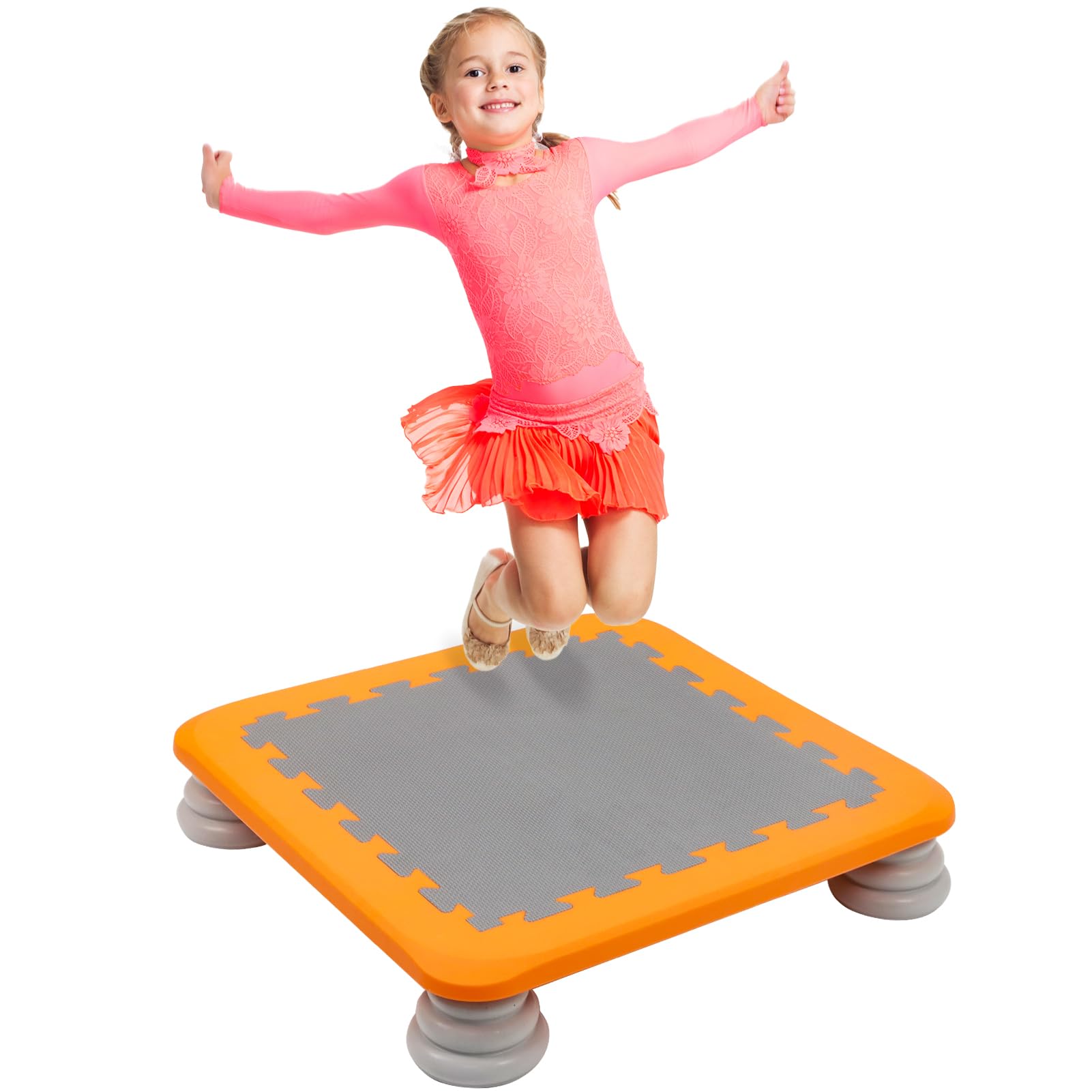 Kids Trampoline Indoor/Outdoor, Mini Trampoline for Toddlers Aged 3+, Autism-Friendly Sensory Toy Training Equipment, Holds up to 75KG, Gifts for Boys Girls