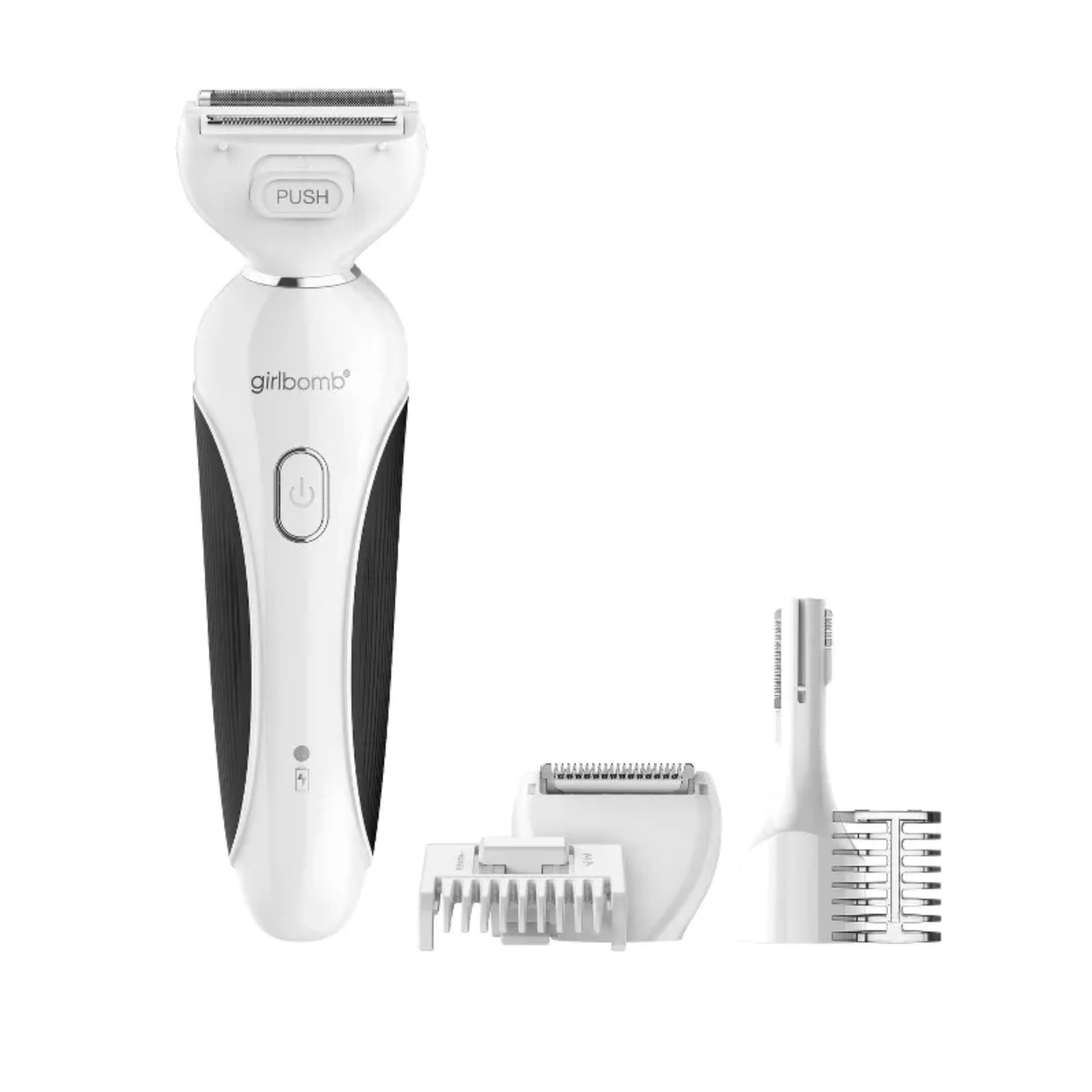 Conair Girlbomb Système de rasage et de coupe tout-en-un, rasoir en aluminium et tondeuse à double lame pour visage et sourcils, tondeuse bikini pour femme, épilation douce, rechargeable au