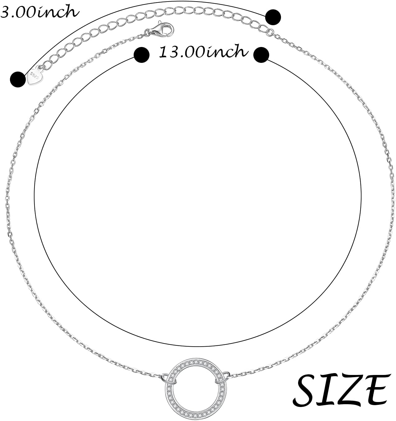 Ladytree S925 Sterling Silver Dainty Simple Choker Necklace,Rolo Chain,Adjustable 13 inches to 16 inches - Image 6