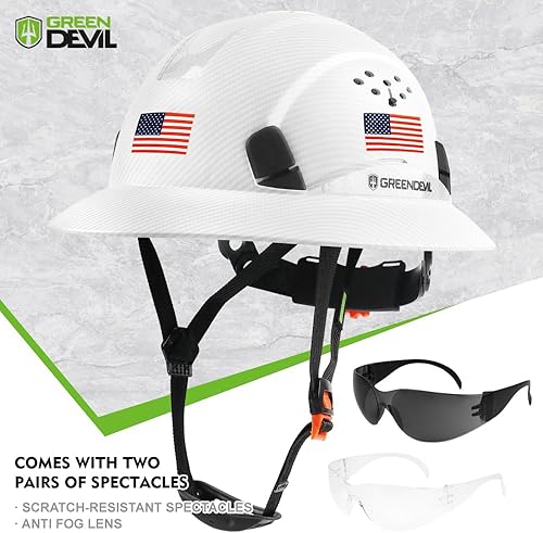 Miniatura 2 de GREEN DEVIL Casco de seguridad de construcción ventilado de ala completa, casco de seguridad aprobado por la OSHA Cascos De Construccion ABS para
