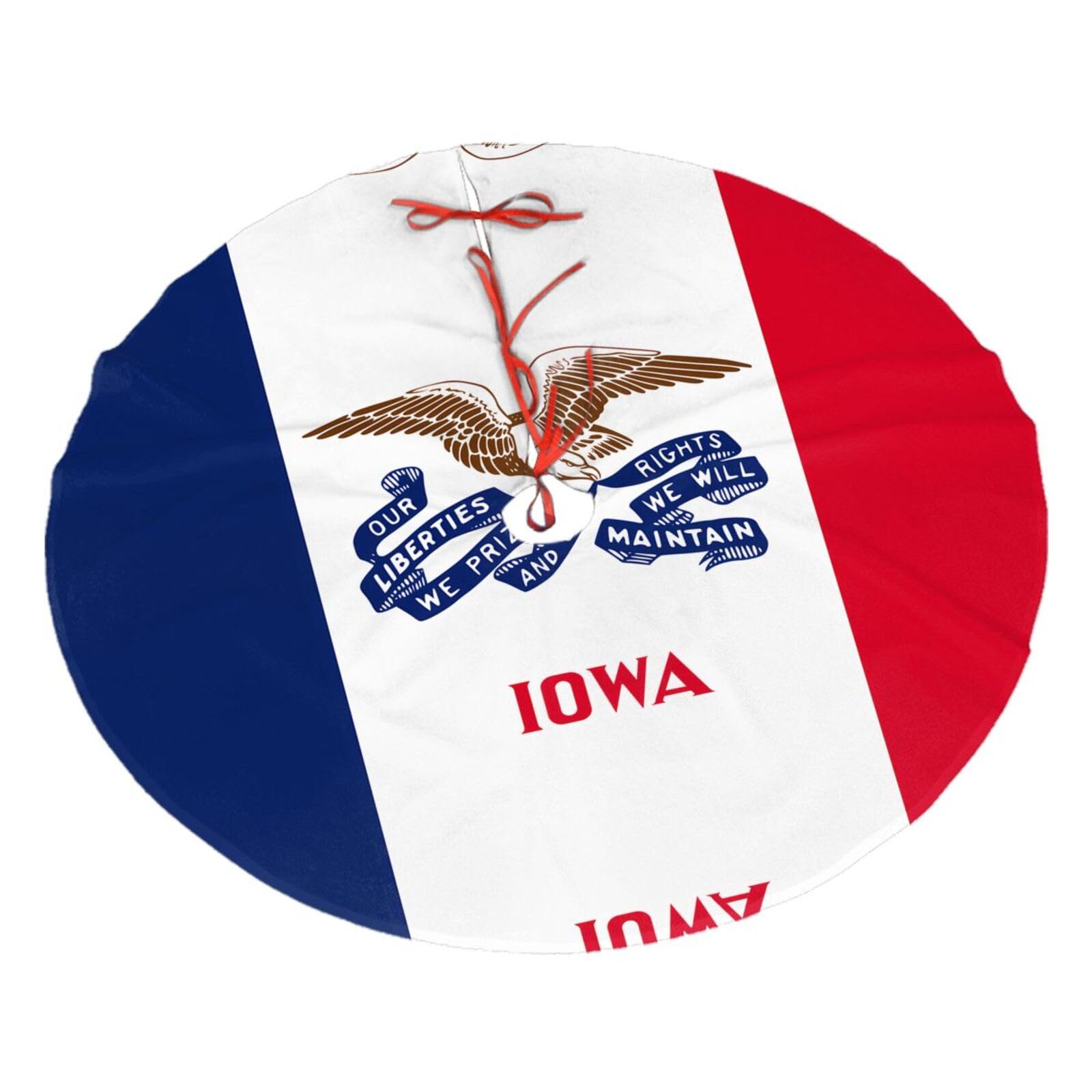Iowa State Flag Printed Christmas Tree Skirt Christmas Plush Tree Skirt 36 inches (about91 cm) ChristmasIndoor and Outdoor