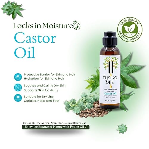 Miniatura 4 de Aceite de ricino Fysiko, 100% puro y natural, prensado en frío, virgen extra, libre de hexano. Protege y fortalece, cabello, piel y uñas. Ideal para