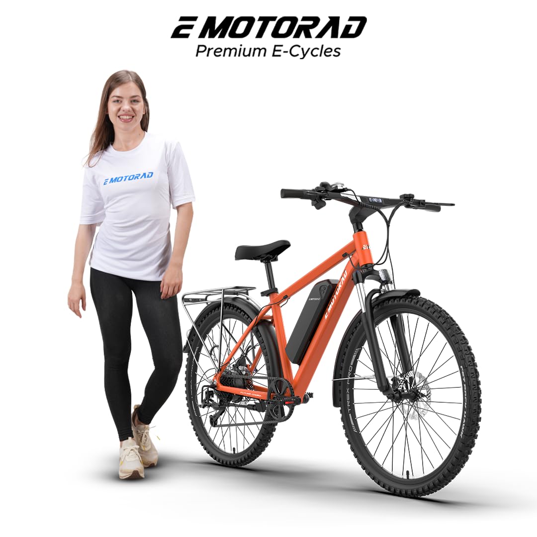 EMotorad T-Rex Pro, Bicicleta Eléctrica Urbana MTB, Display i13 Integrado, Motor 250W 40Nm, Batería Extraíble 36V 13Ah, Shimano Altus 7 Velocidades, Suspensión 100 mm, Frenos Disco, Autonomía 70 km