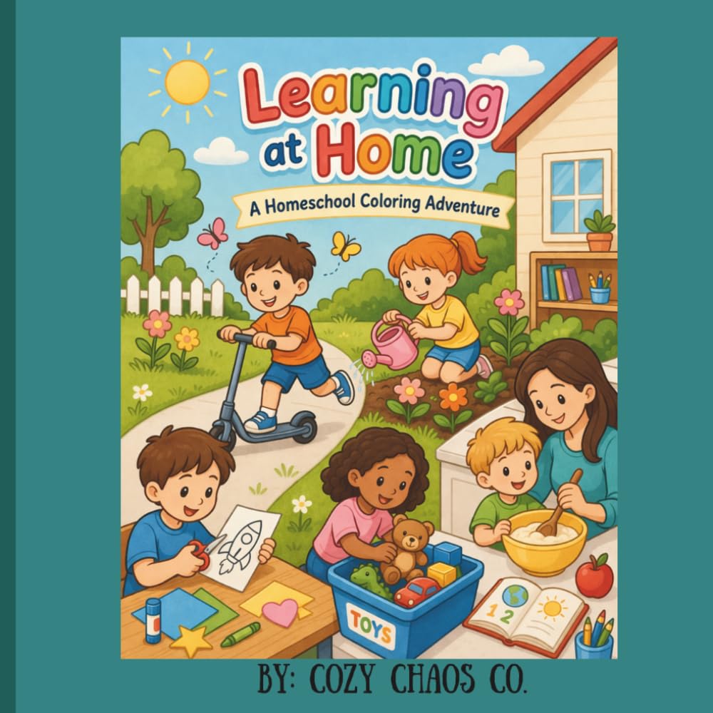 Learning at Home: A Homeschool Coloring Adventure for Kids: Fun & Educational Coloring Pages Featuring ABCs, Numbers, Daily Routines, and Creative Learning