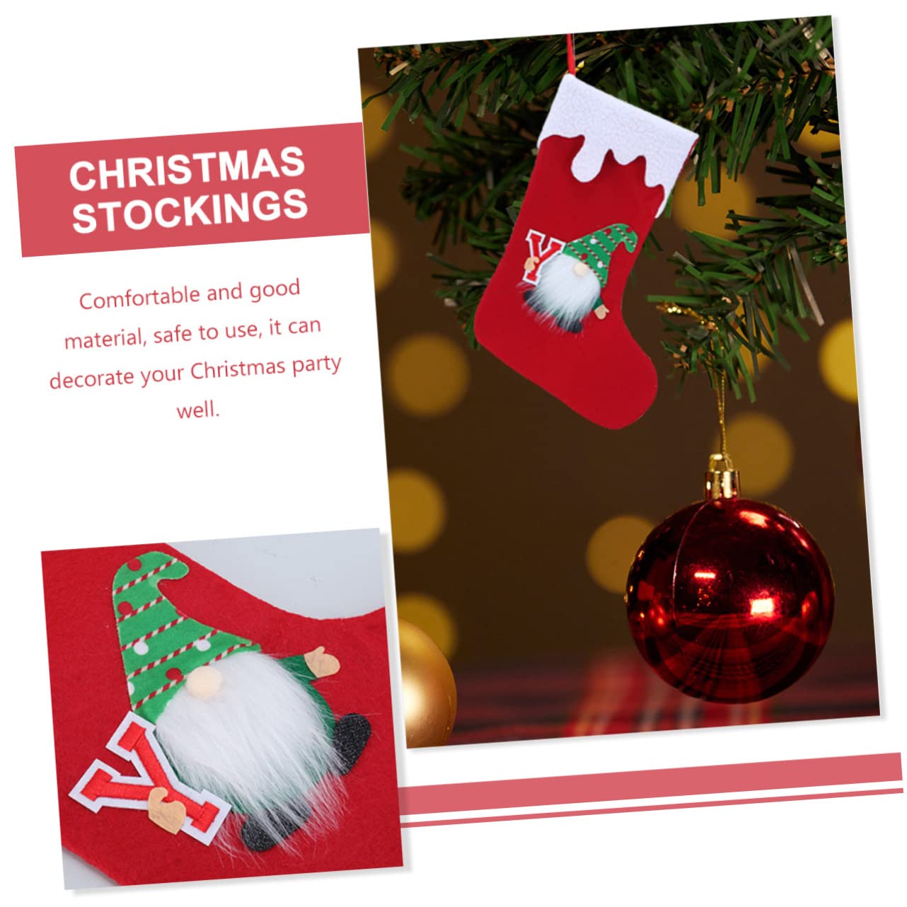 MAGICLULU 5 Sätze Gesichtsloser Weihnachtsstrumpf Weihnachtsvorrat Weihnachten Ornamente Weihnachtsfilzstrümpfe Urlaub Weihnachtsbaum-anhänger Weihnachtsstrumpf Dekore Vlies 3 Stück * 5