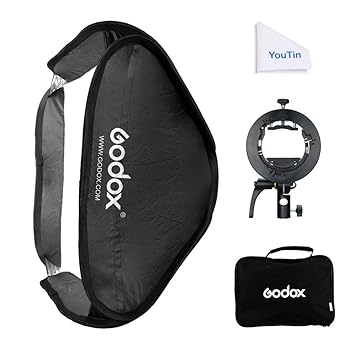 Godox S2 Bracket Foldable Softbox Kit 24x24inch/60x60cm Bowens Mount for Flash Speedlite Photography