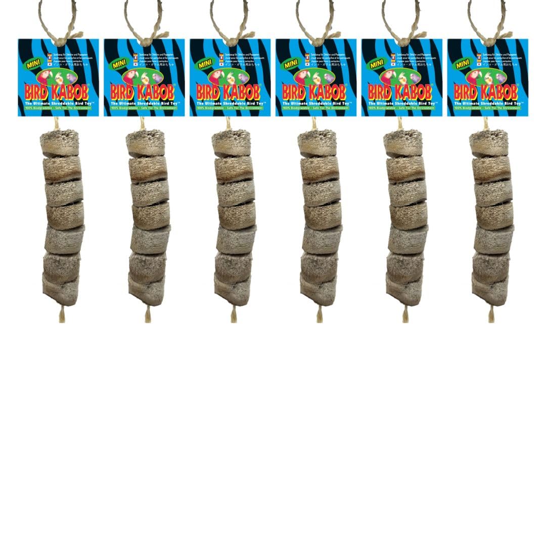 BIRD KABOB Mini - 6 Pack - an All-Natural, Holistic, Veterinarian Recommended, Earth Friendly, shreddable Hanging Bird Toy with Yucca Chunks