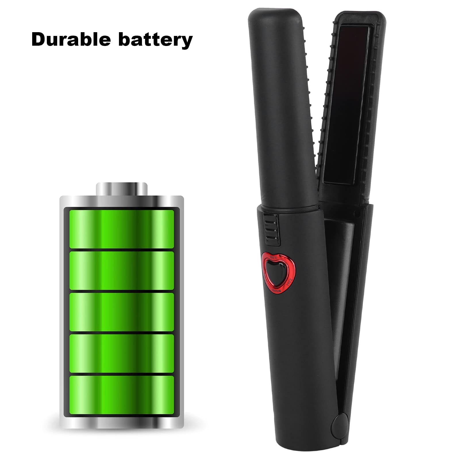 Sonew 2 in 1 Haarglätter, Kabelloser Mini Glätteisen Lockenwickler mit 3 Einstellbaren Temperaturen, Schnellaufheizung Hair Straightener Mini Glätteisen Kabellos(Schwarz)