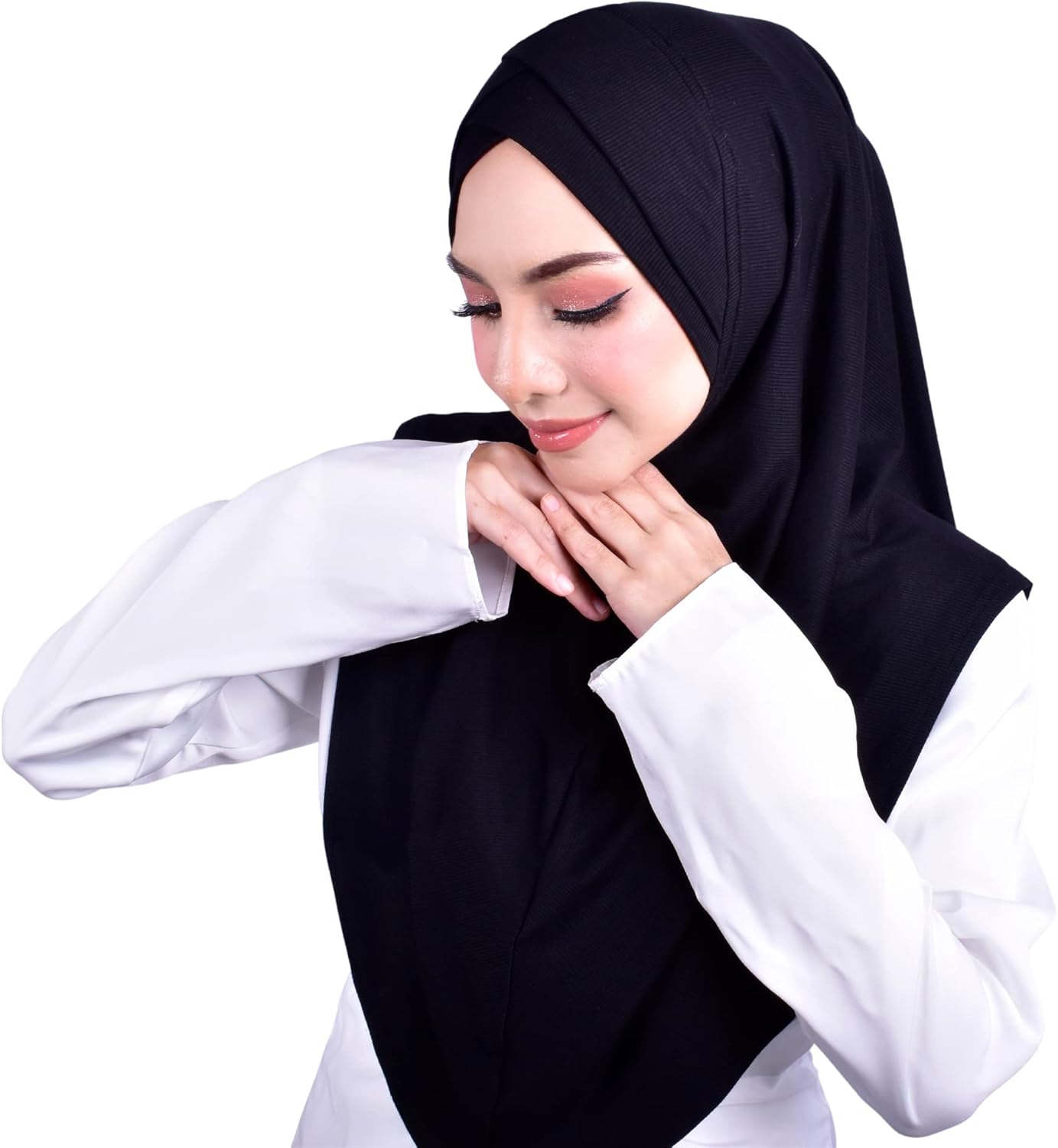 MuLanLegend Handmade | Muberra Pleated Instant Hijab | One Piece Easy Slip On Practical and Comfortable(L Size)