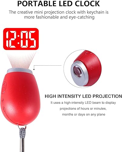 Miniatura 3 de PRETYZOOM Reloj electrónico de proyección con llavero de proyección con llavero de proyección Reloj digital portátil de pared Reloj despertador de