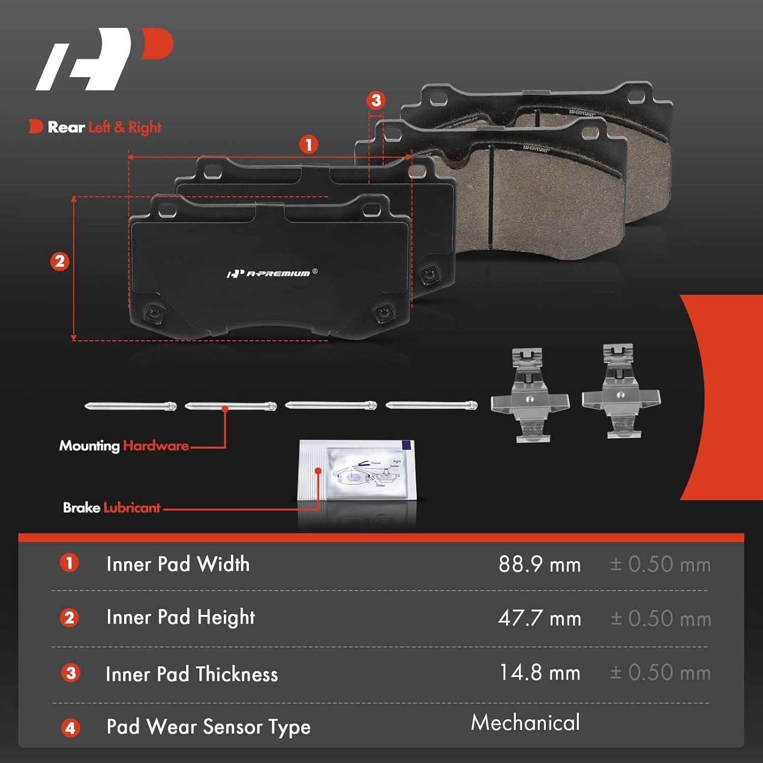A-Premium Front and Rear Ceramic Brake Pads Set Compatible with Jeep Grand Cherokee 2006-2010 & Dodge Charger 2006-2013/2016-2019, Challenger 2008-2018, Magnum 2006-2008 & Chrysler 300 2005-2010