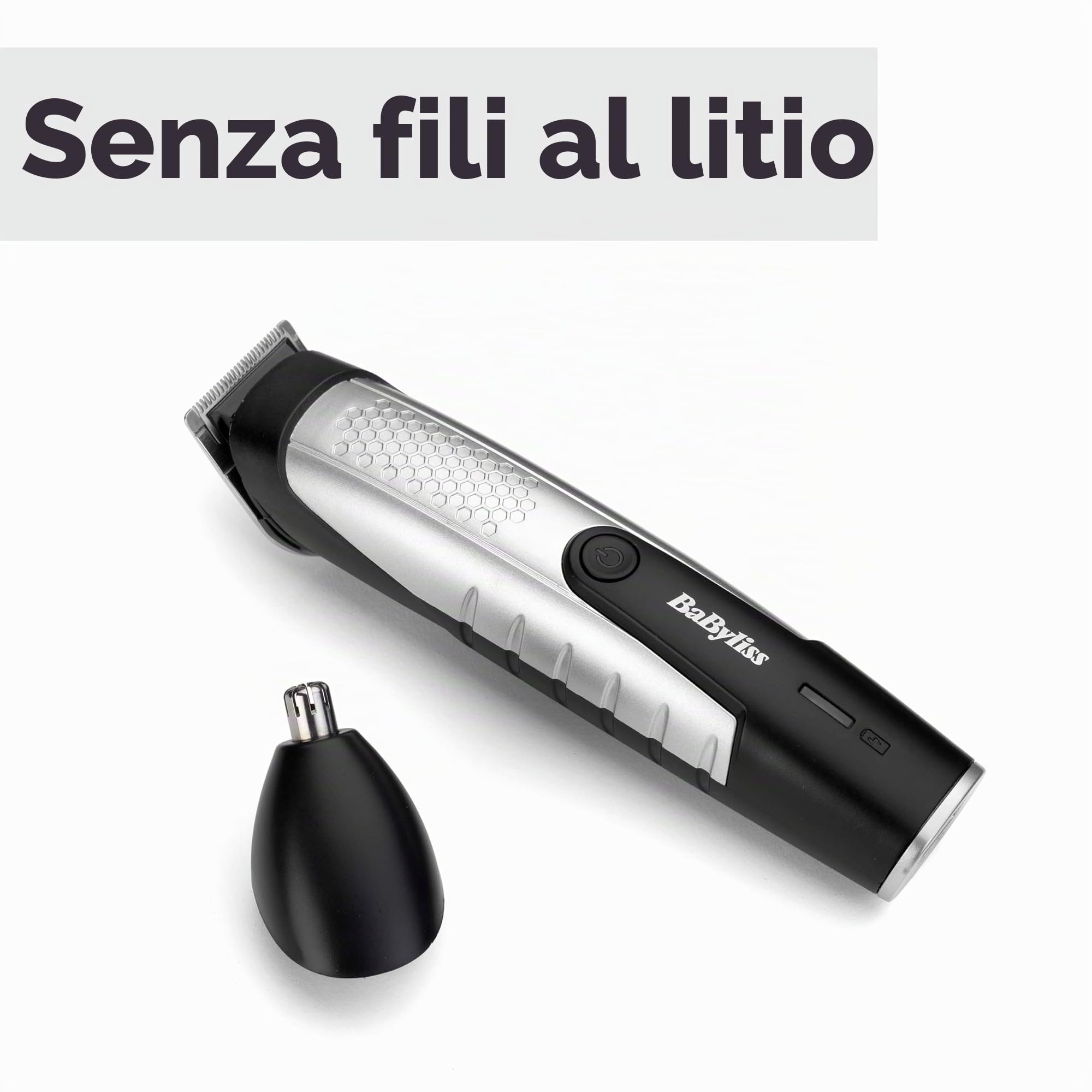 BaByliss Lithium Power - Regolabarba senza fili, con tagliacapelli per naso, impermeabile, regalo per uomo, nero