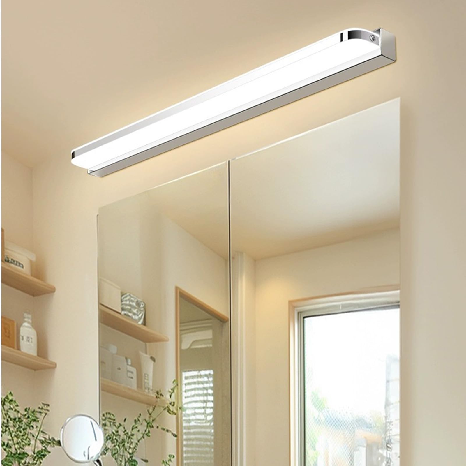 LED Spiegelleuchte Bad Wandleuchte Edelstahl Wasserdicht Wandleuchten Drei Farbtemperaturen Dimmbar Modern Wandbeleuchtung für Wohnzimmer Schminktisch Badezimmer (Schwarz,62cm)