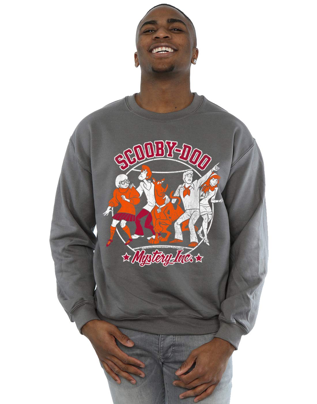 Absolute Cult Men's Charcoal Scooby Doo Collegiate Circle Sweatshirt Medium