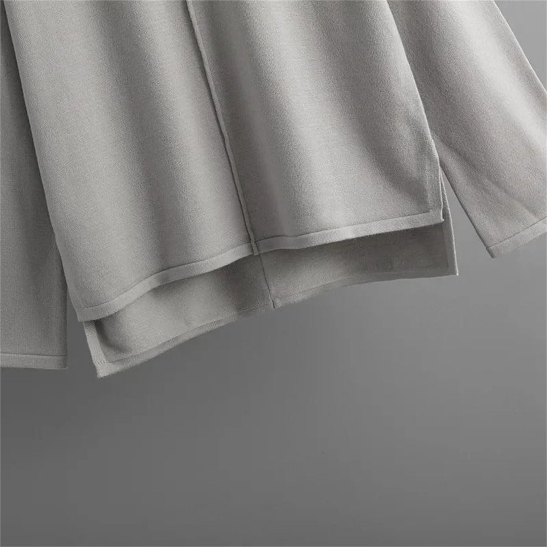 Ensemble de 2 pièces pour femme - Survêtement tricoté - Col rond - Pantalon à jambes larges - Ensemble deux pièces