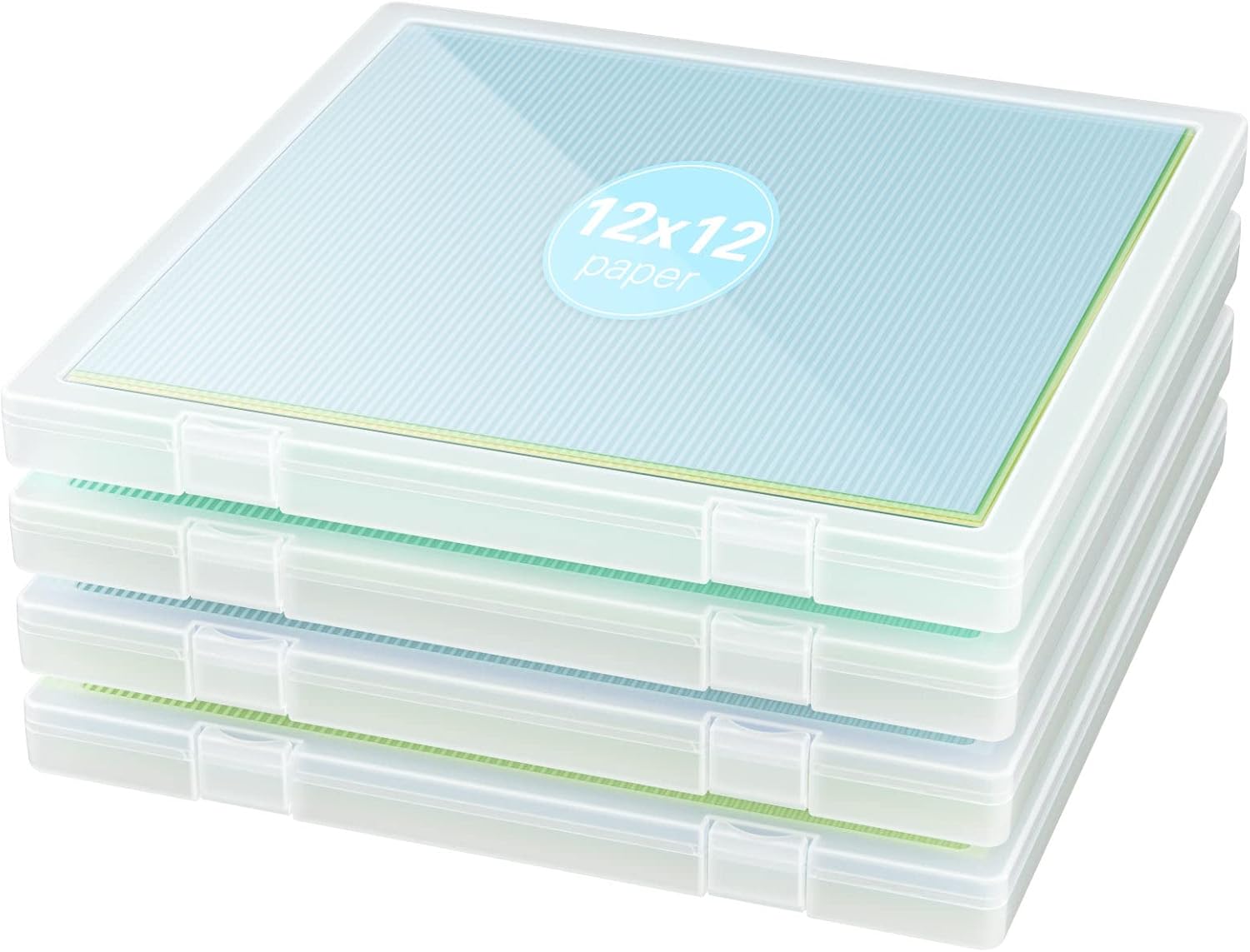 Denkee 12 x 12 Paper Storage, 4 Pack Scrapbook Storage Box for 12" x 12