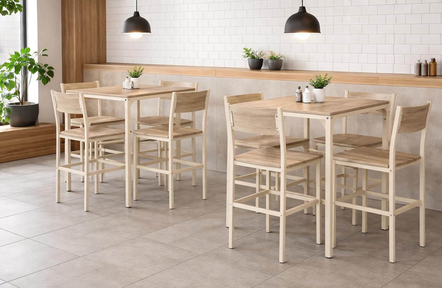YELLOO Mod. PORTOFINO Set Mesa Bar con 4 sillas Beige Cocina Meubles
