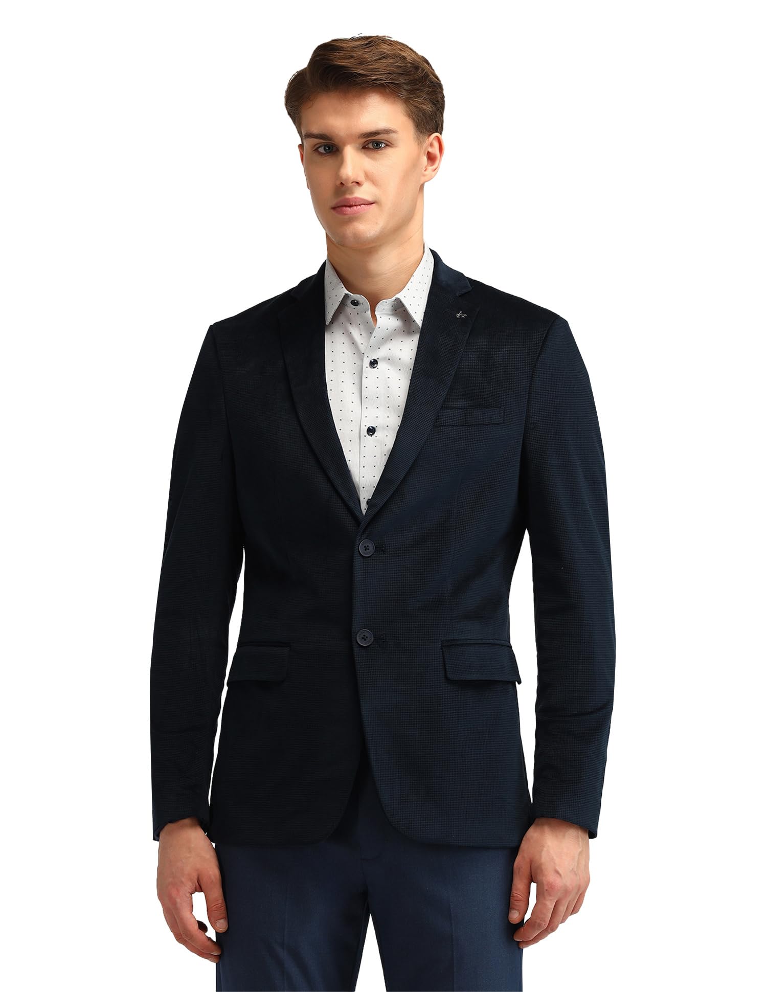 Men's Full Sleeve Notch Collar Polyester Blazer-image-24