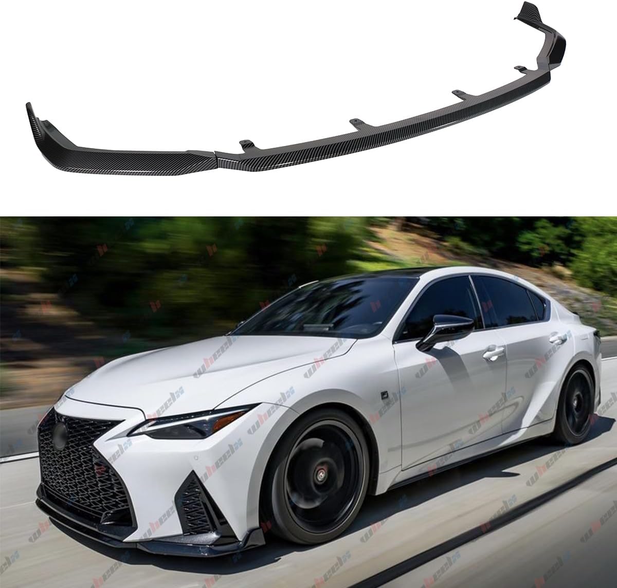 3Pcs Front Bumper Lip Compatible with 2021-2024 Lexus IS350 IS500 F-Sport, JDM Air Dam Lower Chin Splitter Protection Body Kit 2021 2022 2023 2024 Man Gift (Carbon Fiber Pattern)