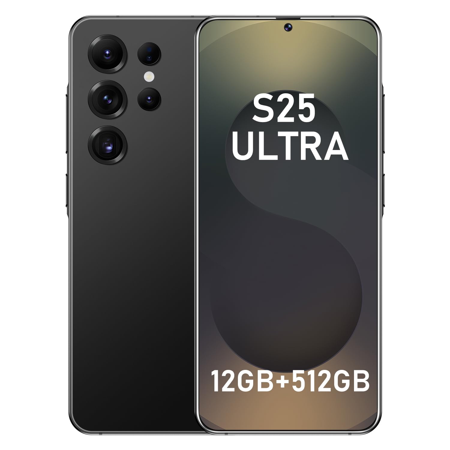 I25 Ultra Unlocked Smartphone, 12GB RAM 512GB ROM, HD Display, 48MP+108MP Camera, Android 15, 6800mAh Battery, 5G Dual SIM, Octa-Core Snapdragon 8 Gen3 (Black)