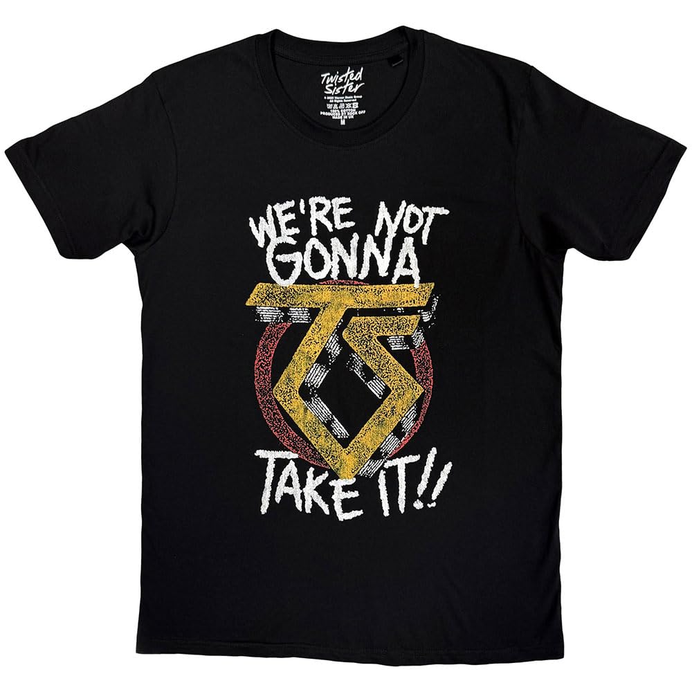 Rock Off officially licensed products Twisted Sister 'Not Gonna Take It' (Black) T-Shirt (UK, Alpha, XXL, Regular, Regular, Black)