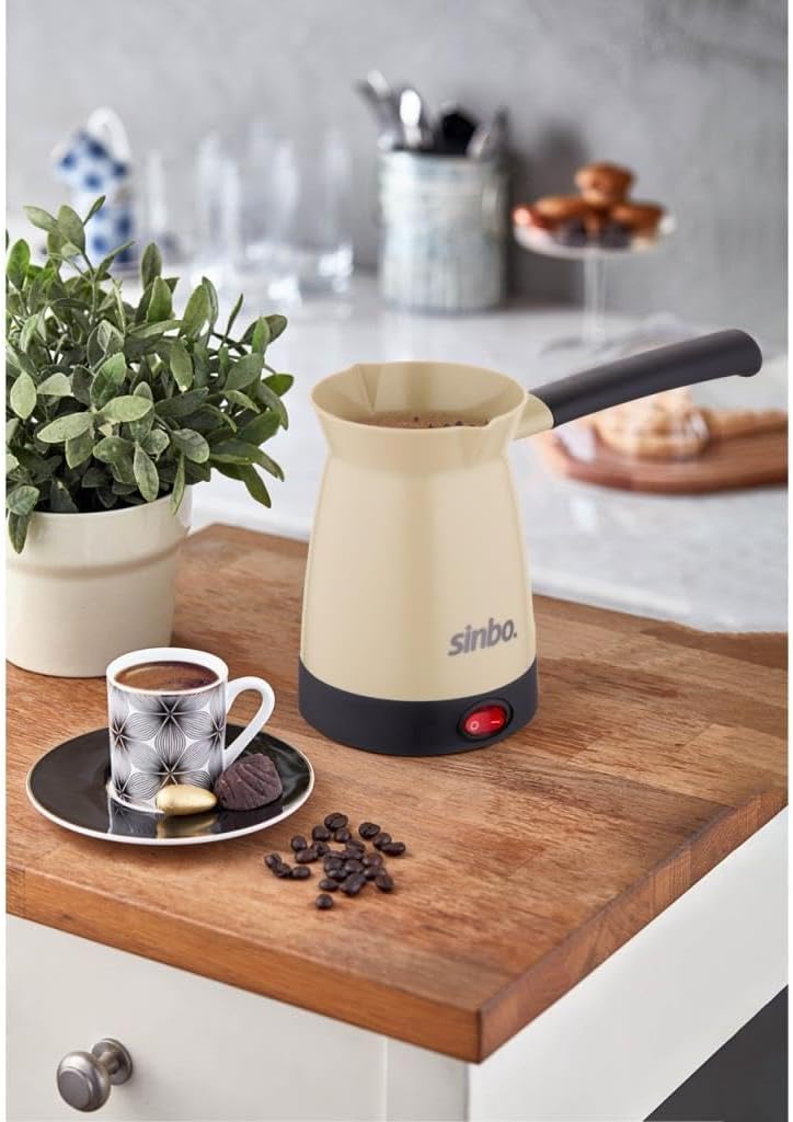 Sinbo SCM-2969 Türk Kahve Makinesi – Elektrikli Cezve, 5 Fincan Kapasite, 400 ml Su Kapasitesi,Tabanı Paslanmaz Çelik, 1000W, Krem
