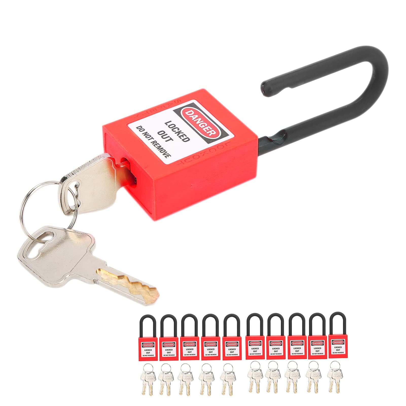 Cadenas de Sécurité, Verrou de Consignation Cadenas à Consigne Lockout Tagout Lock 38mm Nylon Industrial Engineering pour Factory Anti-poussière pour L'isolation et la sécurité (Rouge)