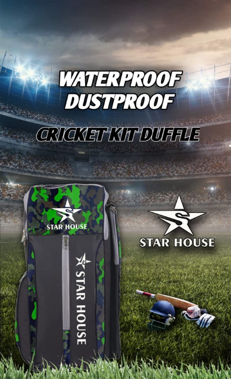 Star House Nylon Fabric Unique Design with Heavy Padded Cricket Kit Bag for Cricketers (Green)
