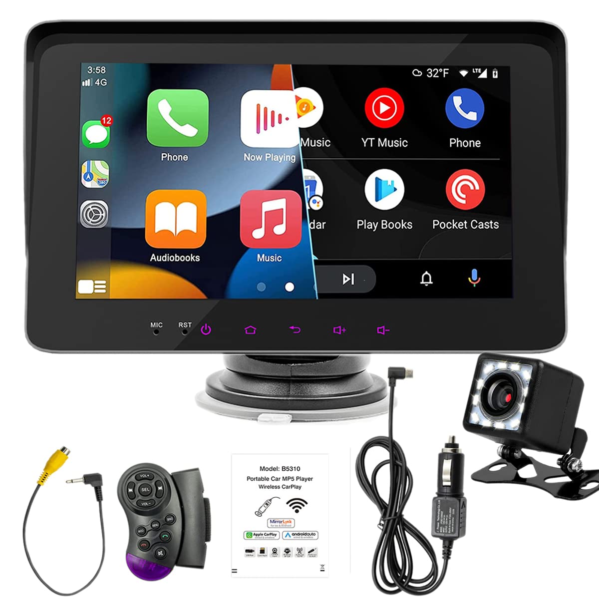 Amazon | ワイヤレス Apple Carplay & Android Auto カーステレオ、7