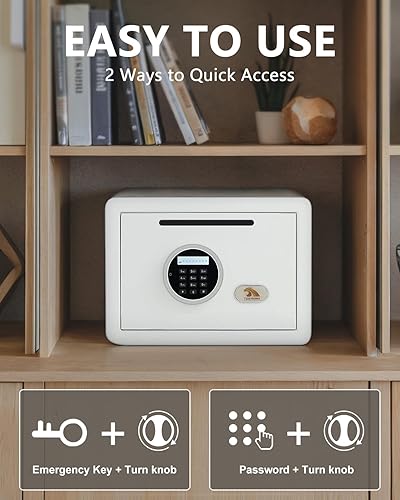 Miniatura 5 de TIGERKING Caja fuerte digital con teclado, pequeña caja de seguridad blanca para depositar dinero en efectivo fácilmente, caja de seguridad para el