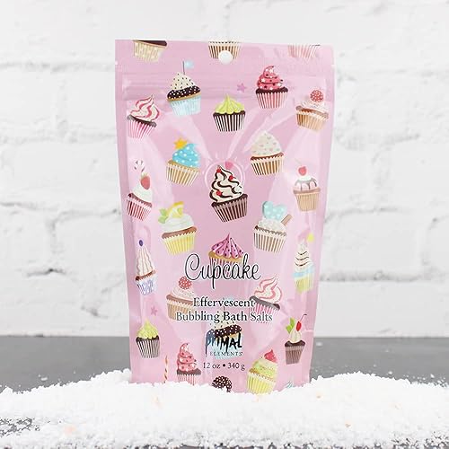 Miniatura 3 de Primal Elements Sal marina desintoxicante, sales de aromaterapia burbujeantes, cupcake, bolsa resellable de 12 onzas