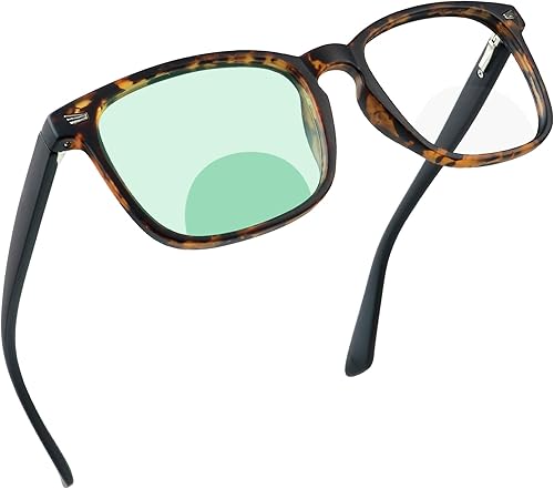 Lentes de lectura bifocales con lentes transparentes, bisagra de resorte para mujeres y hombres (+0.00+1.00 aumento)