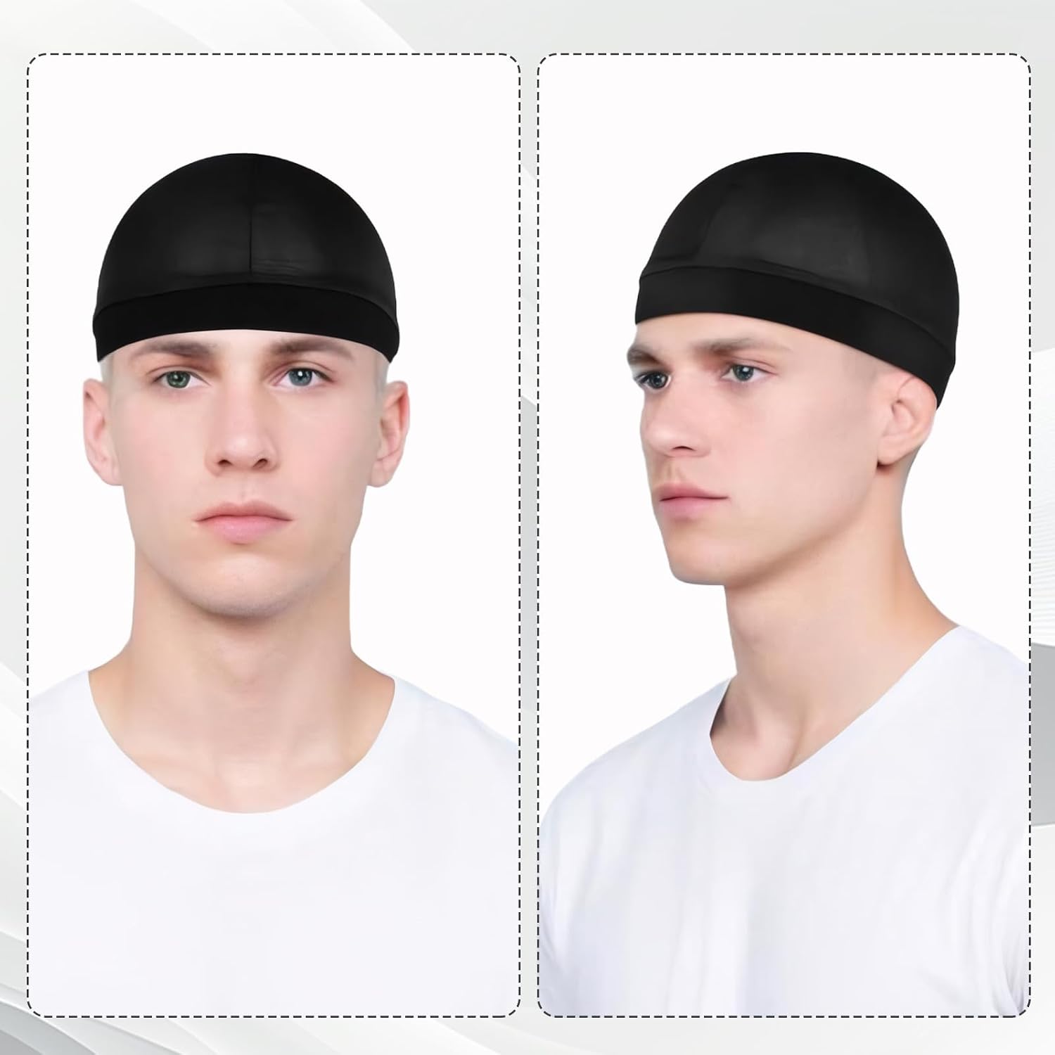 4 Pcs Wave Cap,Silk Wave Sleep Hair Cap for Black Men, Mens Night Elastic Band Satin Skull Caps Unisex Shower(Black)