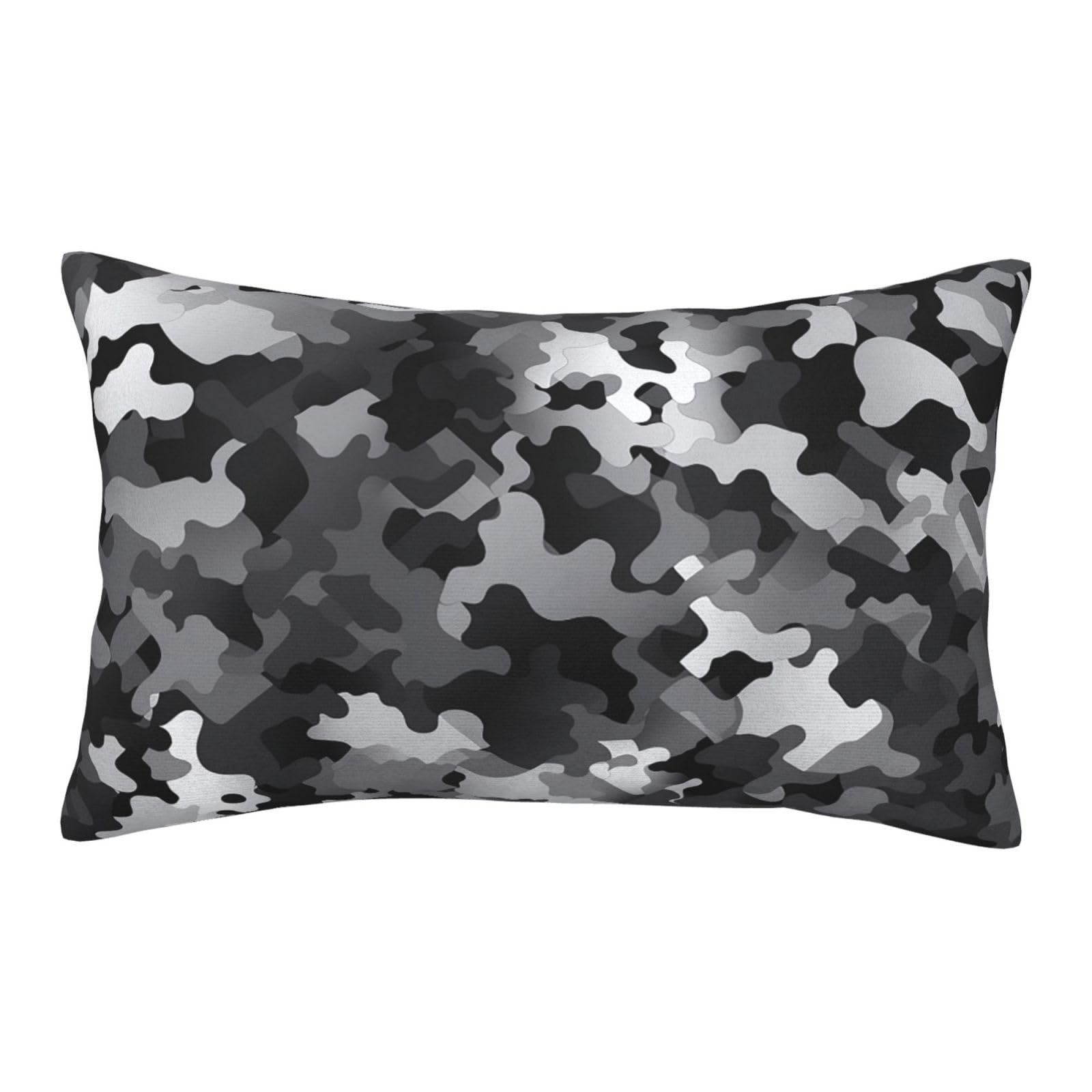Velvet Pillowcases 14"x20" Ultra Soft Breathable Pillow Cases, Luxury Fuzzy Throw Pillow Covers with Zipper, Black White Gray Camouflage Pillow Shams All Seasons Decorative Cushion Cases for Couch