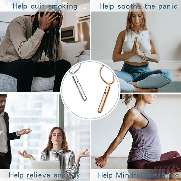 Anxiety Breathe Easy Stop Smoking Necklace (Steel+Rose Gold) by Generic - Used condition - Image 6