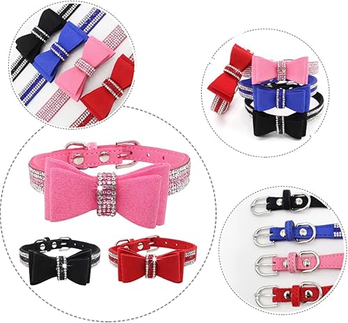 Miniatura 4 de Hotlion Collar de perro con diamantes de imitación con lazo para cachorros, gatitos y gatos con diamantes de cristal brillante para perros pequeños,