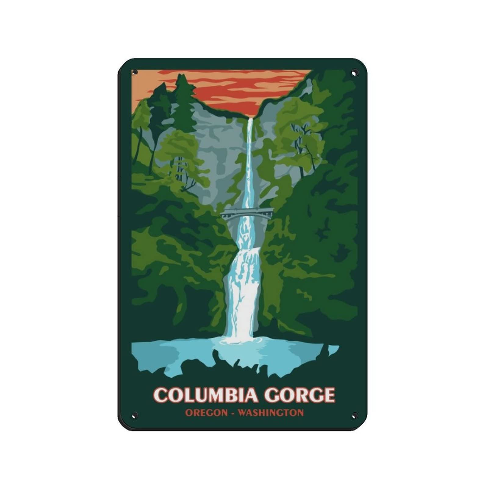 AZOLID Vintage Signs Metal Signs Columbia Gorge Metal Travel Tin Signs Wall Decor for Cafe Bar Pub Home 14x20CM