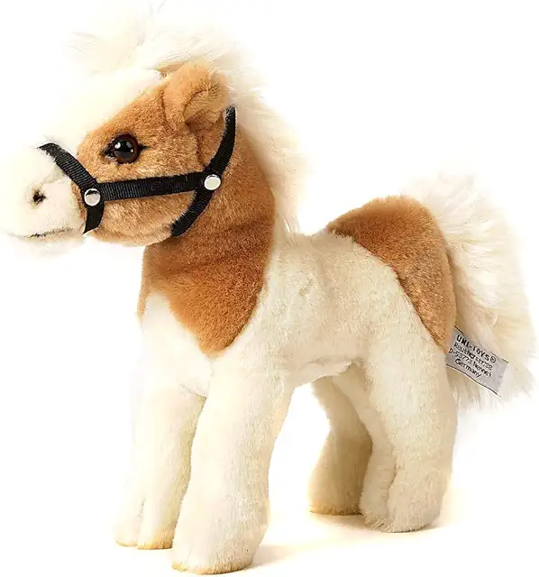 Cheval en Peluche Uni-Toys Debout Beige/Blanc - Doudou Réaliste 23 cm