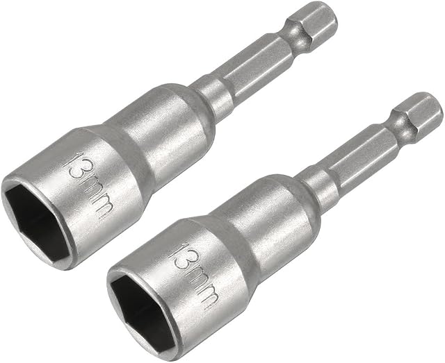 sourcingmap 2 Pcs 1/4" Quick-Change Hex Shank 13mm Magnetic Nut Setter Driver Drill Bit, 65mm Length, Metric