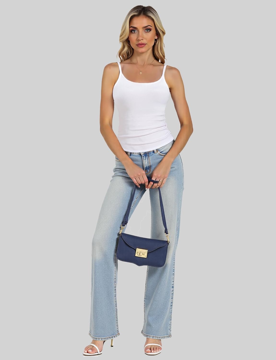 Tank Tops for Women, Scoop Neck Ribbed Basic Tank Tops, Women Slim Knit Basic Summer Tops Going Out Tops Long Sleeveless Shirt Full Length (XS, White) - Image 8